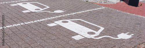 Wallpaper Mural Panoramic image. Parking lot sign electric car park charging station Torontodigital.ca