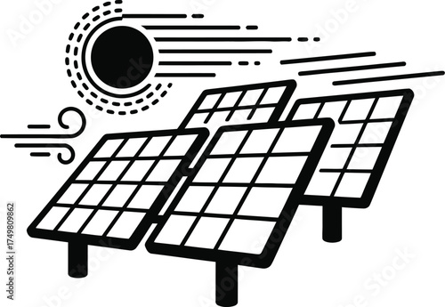 Solar Panel Array Silhouette - Renewable Energy Icon