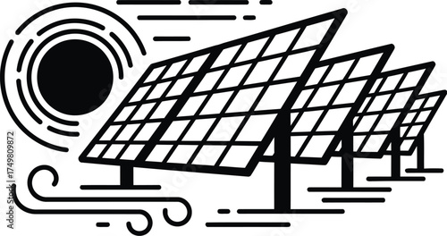 Solar Panel Array Silhouette - Renewable Energy Icon