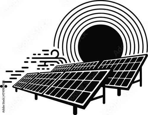 Solar Panel Array Silhouette - Renewable Energy Icon
