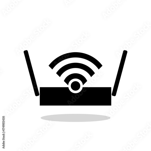 WiFi router icon in flat style with shadow