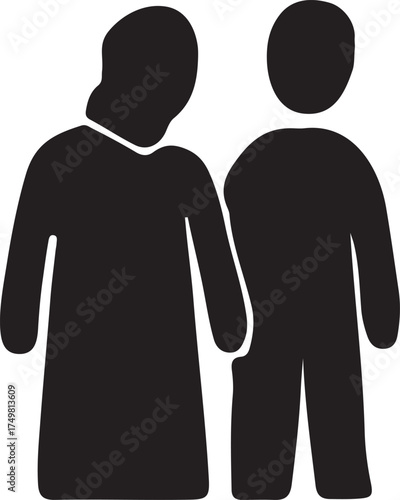 A Silhouette of Two People Standing Together, Representing Companionship and Togetherness
