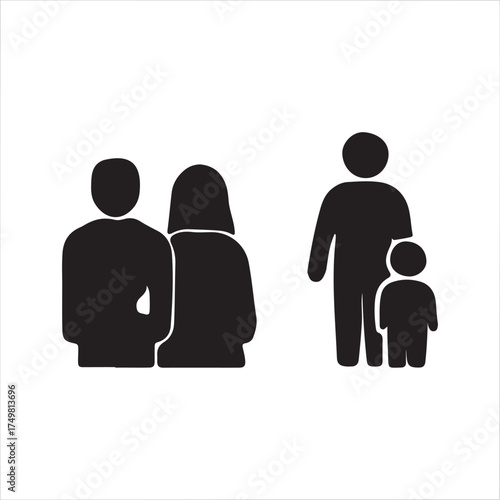 Family Dynamics Illustrating Relationships and Human Connection with Parent and Child Silhouettes