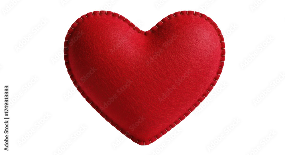 Fototapeta premium A red heart pillow on a white background.