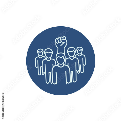 social network icon. Line Art of Protestors with Raised Fist