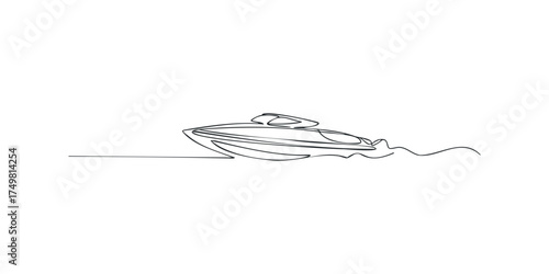 Speedboat cruising on wavy water surface