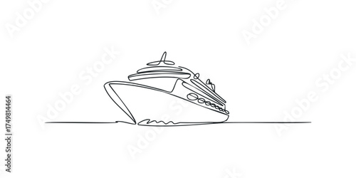 Single line drawing of a passenger ship