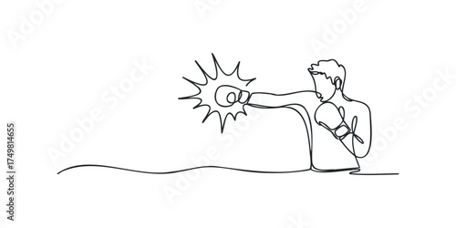 Fighter in boxing gloves throws a punch