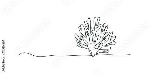 Abstract coral reef single line drawing