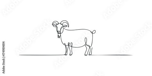 Single Line Drawing of a Goat