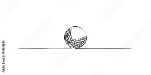 Line art golf ball on horizontal line