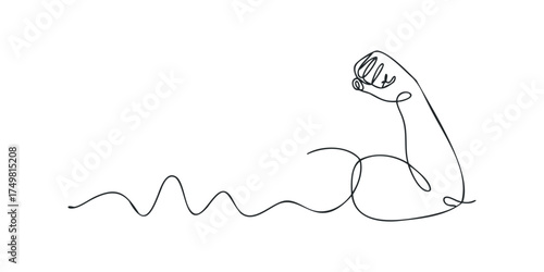 Flexing Bicep Muscle Line Drawing