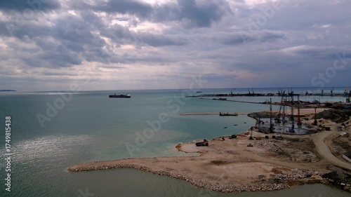 Cargo Ship Arriving at the Port of Durrës, Albania