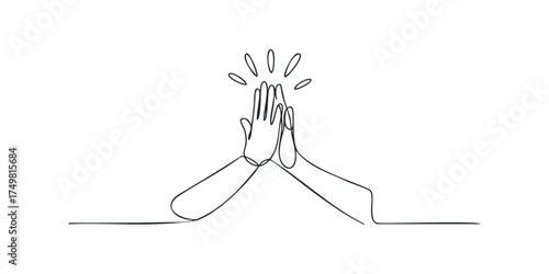 Two hands making high five gesture with energetic lines