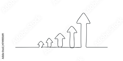 Progressive Arrow Growth Sequence Simple Line Graphic