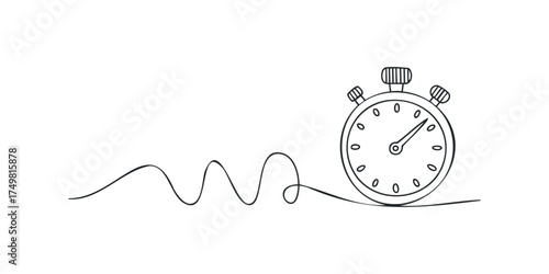 Hand Drawn Stopwatch With Wavy Line