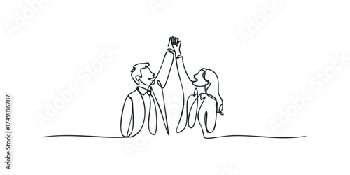 Teamwork success celebration with high five gesture