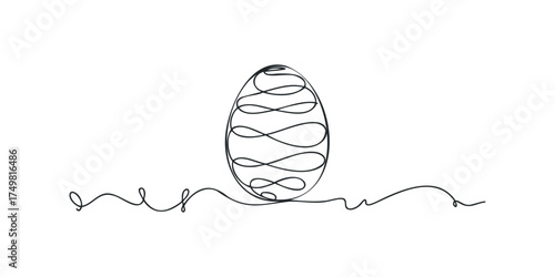 Minimalist egg outline on white background