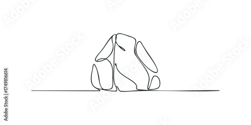 Single line drawing of a rabbit sitting down