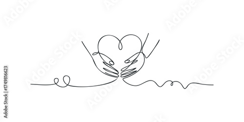 Abstract hands forming heart shape with flowing lines