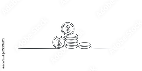 Pile of Coins with Dollar Symbols