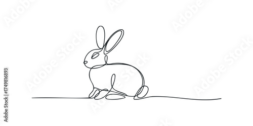 Minimalist single line drawing of a rabbit