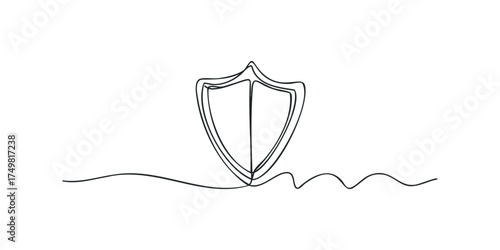Line drawing of a shield with wavy line base