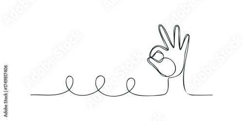 Hand gesture showing OK symbol and looping line