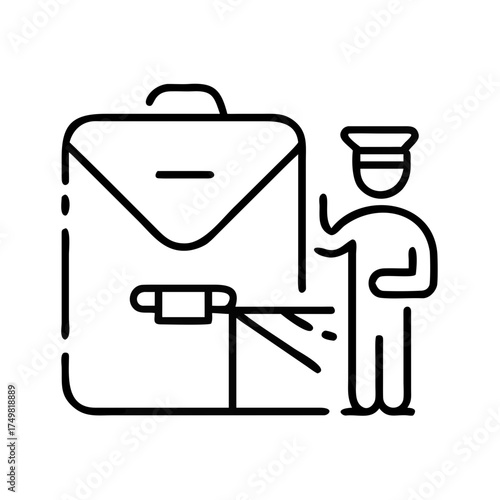 Postal worker presenting a mail carrier bag with open flap  