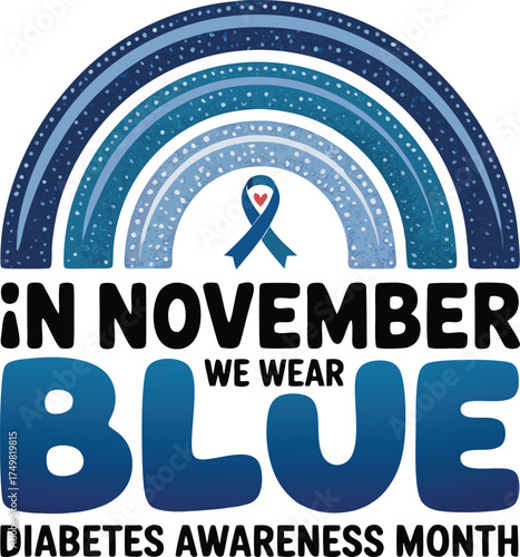 Vector art of in november we wear blue for diabetes awareness month