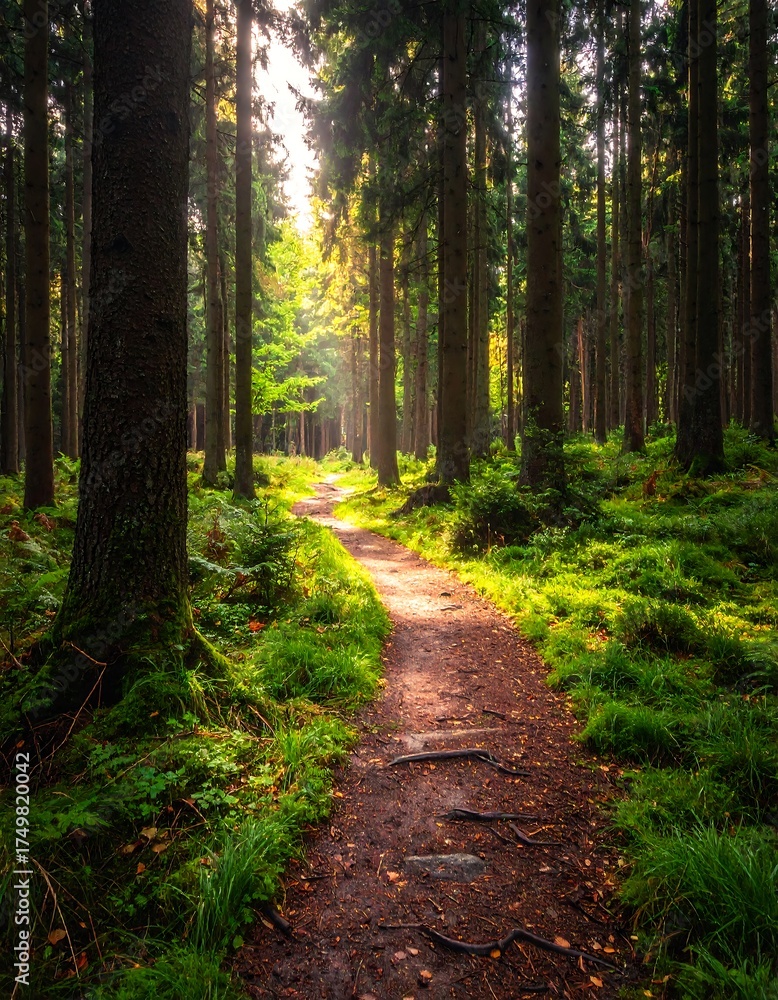 Fototapeta premium Forest Path Sunlight Nature Trail.