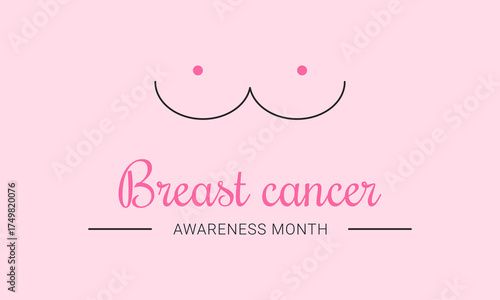 Breast Cancer Awareness Month minimalist banner template. Pink October month info background. Vector illustration