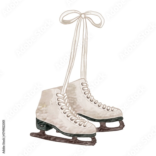 Skates Watercolor Winter Activities illustration