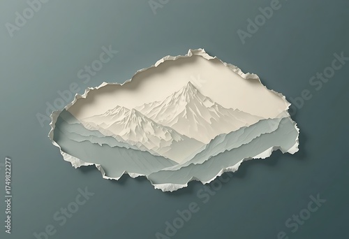 Abstract torn paper mountain landscape background