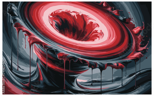 Mesmerizing abstract art featuring a vibrant red vortex with captivating drips, perfect for artistic designs or adding a bold statement to creative projects