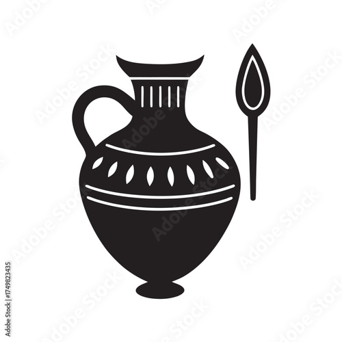 Ancient Pottery Utensil Silhouette Illustration
