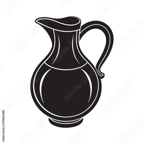 Clay Pitcher With Handle Silhouette Design