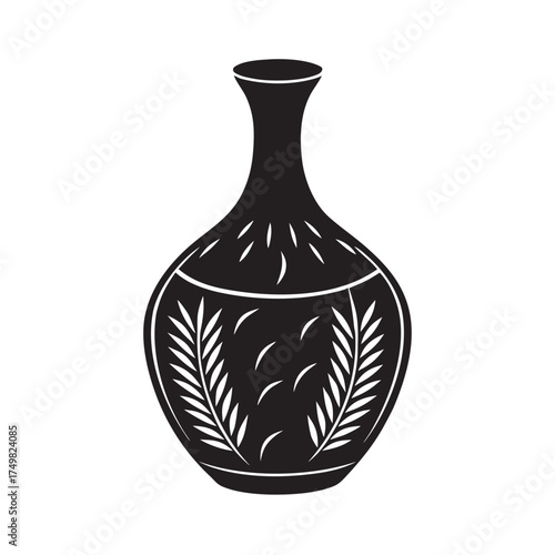 Terracotta Flower Vase Silhouette Illustration