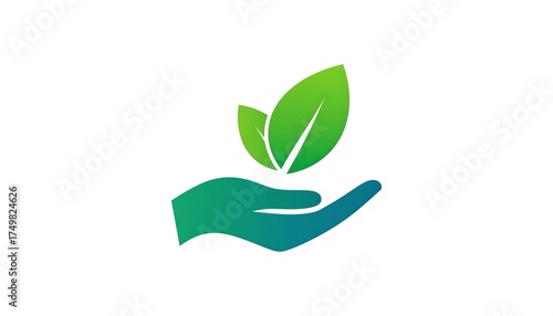 Eco Friendly Hand Holding Leaves Logo.
