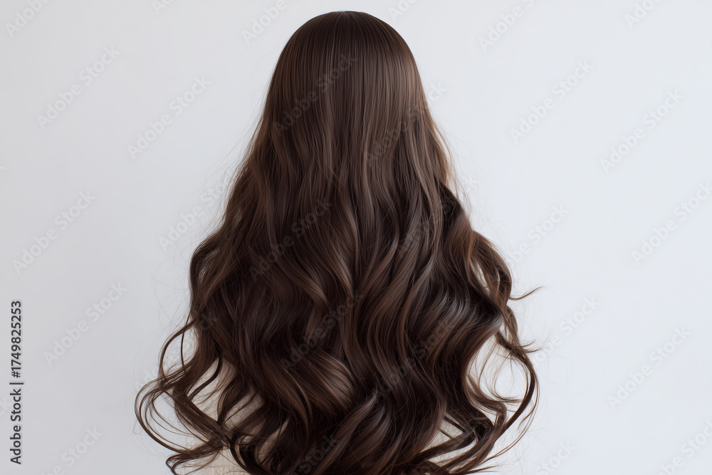 Naklejka premium long wavy blonde wig, elegant hairstyle, realistic hair strands, white background