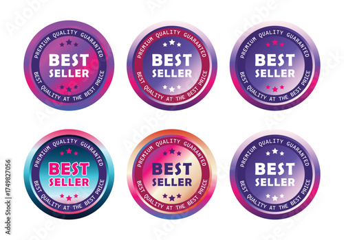 Colorful round best seller badges. Used for business purpose