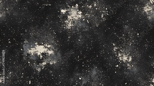 Dark textured background with distressed white and gray splatters.