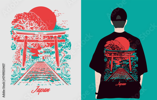 Japanese style popular typography t-shirt design for clothes sale poster banner wallpaper vector