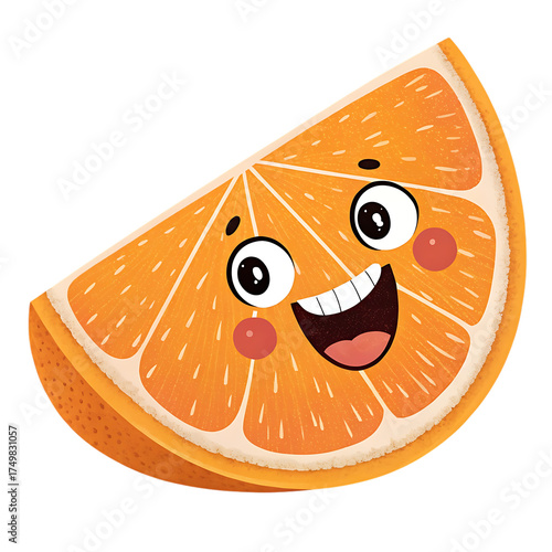 Joyful orange slice character with blushing cheeks expressing delight and happiness