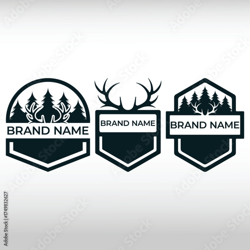 BUNDLE WILD DEER HUNTING badge LOGO VECTOR