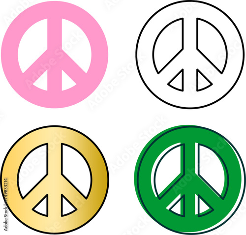 Peace Symbol Set (Pink Green Yellow)