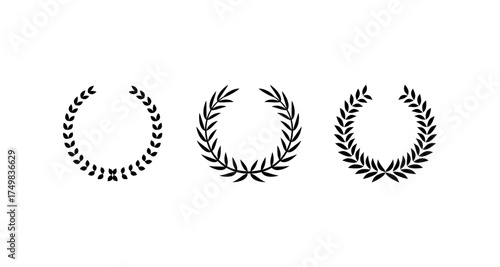 Elegant laurel wreath set in minimalist silhouette style for achievement themes
