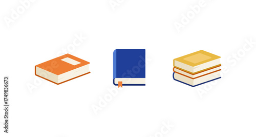 Colorful isometric books collection for reading and education themes