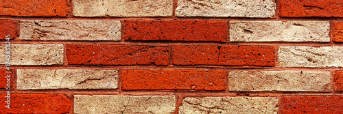 Wallpaper Mural Panoramic image. Brick wall with light red and dark red bricks Torontodigital.ca