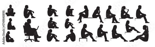 silhouettes depicting men and women sitting in various casual and active postures